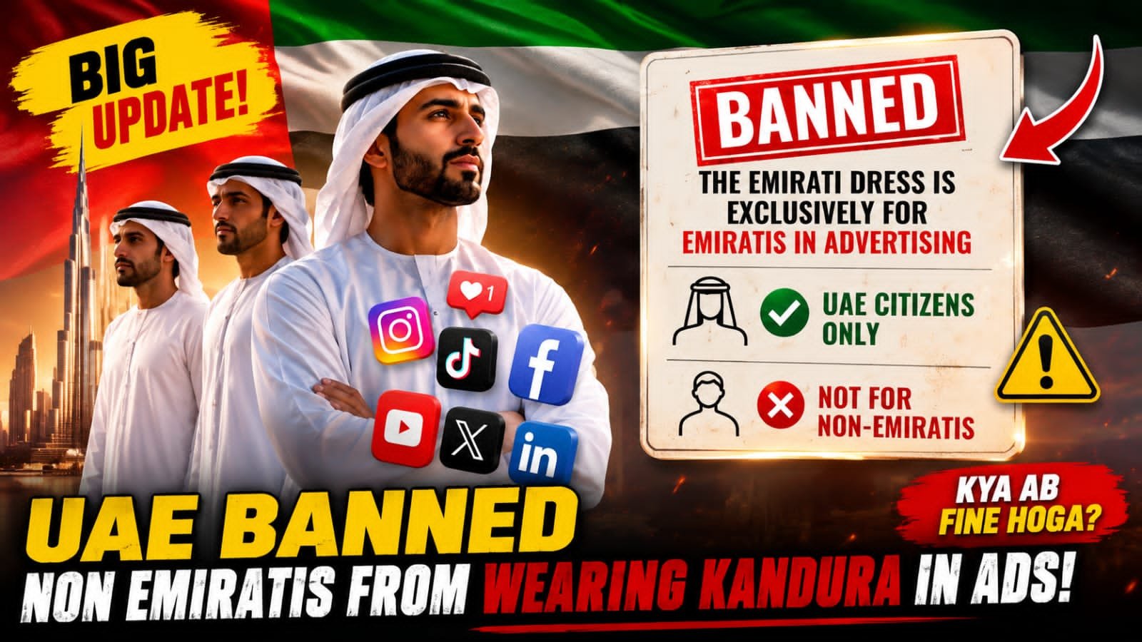 Breaking News UAE Bans wearing kandura in promotional content for non residents