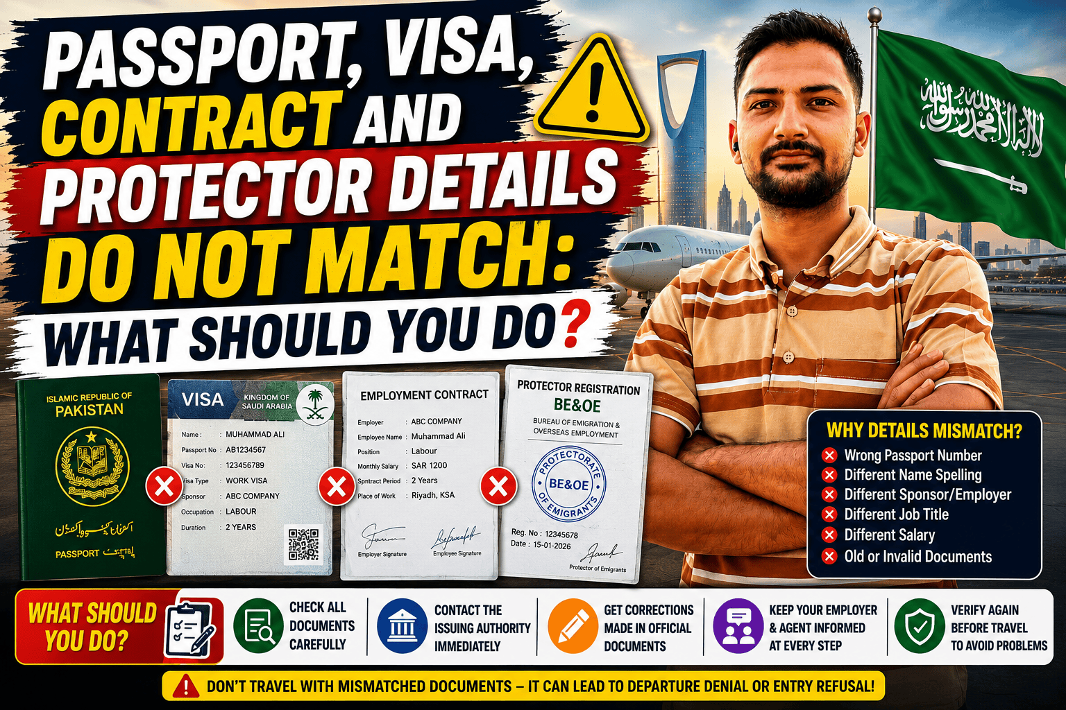 Passport, Visa, Contract and Protector Details Do Not Match: What Should You Do?